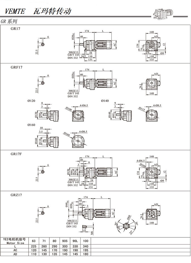 R17減速機圖紙，R00系列齒輪減速器尺寸圖